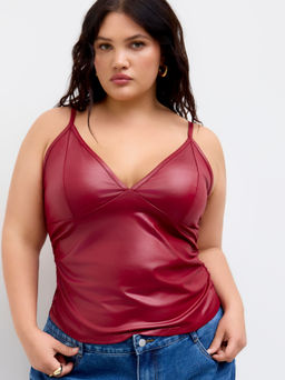 Cider - V-Neck Ruched Cami Top Curve & Plus