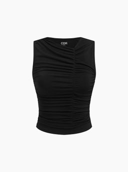 Cider - CDR Asymmetrical Neck Ruched Tank Top