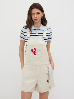 Cider - Denim Lobster Star Appliques Pendant Romper