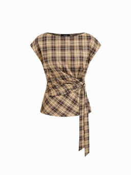 Cider - Boat Neck Stripe Knotted Oversized Top