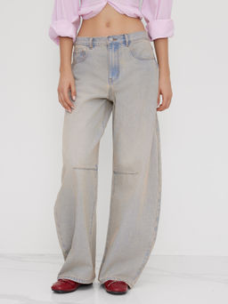 Cider - Denim Low Rise Pocket Barrel-leg Jeans