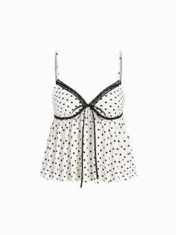 Cider - V-neck Polka Dot Contrasting Binding Cami Top