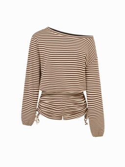 Cider - Asymmetrical Neck Drawstring Romper