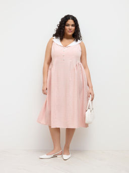 Cider - Collar Gingham Ruffle Dress Curve & Plus