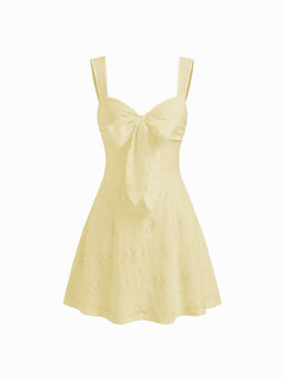 Cider - Lace Sweetheart Bowknot Cami Mini Dress
