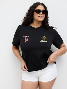 Cider - 100% Cotton Round Neckline Island Beading Tee Curve & Plus