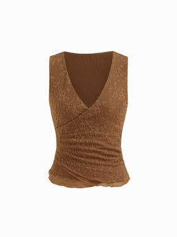 Cider - V-neck Floral Lettuce Trim Tank Top