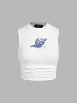 Cider - Conch Graphic Ruched Tank Top