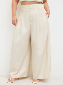 Cider - Linen-blend Mid Rise Wide Leg Trousers Curve & Plus