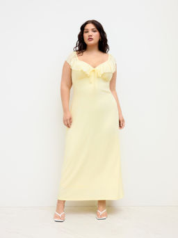 Cider - Sweetheart Ruffle Knotted Maxi Dress Curve & Plus
