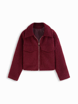 Cider - Wool-look Collar Zip Through Oversized Jacket