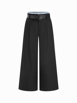 Cider - Low Rise Contrasting Binding Wide Leg Trousers With Belt