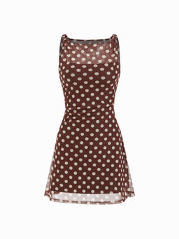 Cider - Mesh Zebra Striped Boat Neck Ruched Mini Dress