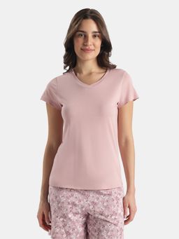Jockey - RX12 Women Micro Modal Cotton Relaxed Fit Solid V-Neck T-Shirt-Zephyr