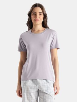 Jockey - RX98 Women Viscose Elastane Stretch Relaxed Fit Drop Shoulder T-Shirt-Lavender Aura