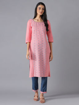 Aurelia - Pink Cotton Kurta And Pink Trousers (Set of 2)