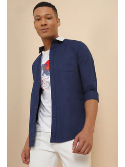 Allen Solly - Men Navy Blue Custom Fit Colorblock Full Sleeves Casual Shirts