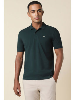 Allen Solly - Men Green Solid Polo Neck T-Shirt