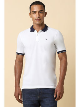 Allen Solly - Men White Solid Polo Neck T-Shirt