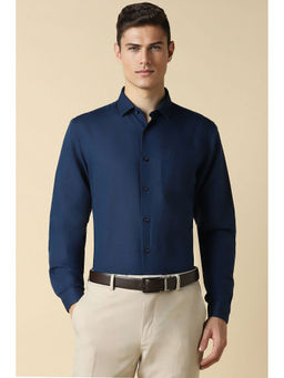 Allen Solly - Men Navy Blue Slim Fit Solid Full Sleeves Formal Shirt