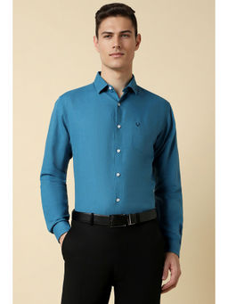 Allen Solly - Men Blue Slim Fit Textured Full Sleeves Formal Shirt