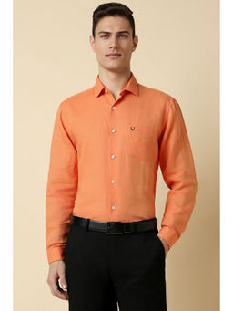 Allen Solly - Men Orange Slim Fit Solid Full Sleeves Formal Shirt