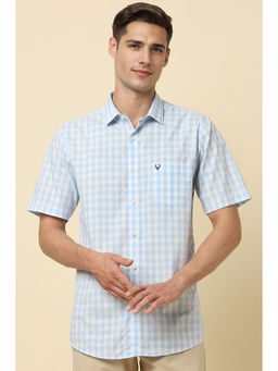 Allen Solly - Men Blue Slim Fit Check Half Sleeves Casual Shirts