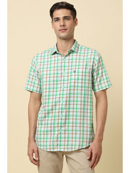 Allen Solly - Men Green Slim Fit Check Half Sleeves Casual Shirts