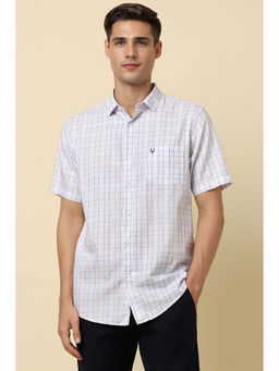 Allen Solly - Men White Slim Fit Check Half Sleeves Casual Shirts