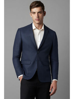 Louis Philippe - Men Navy Blue Slim Fit Textured Formal Blazer