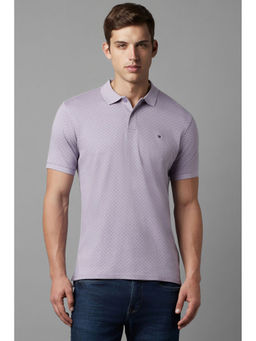 Louis Philippe - Men Lilac Print Polo Neck T-Shirt