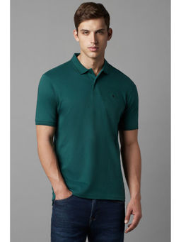 Louis Philippe - Men Green Solid Polo Neck T-Shirt