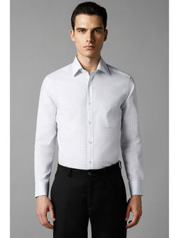 Louis Philippe - Men White Classic Fit Check Full Sleeves Formal Shirt