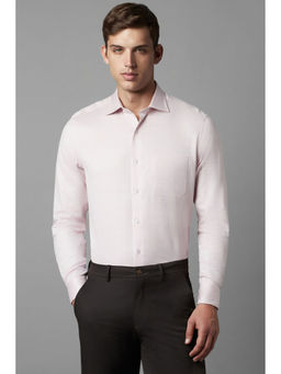 Louis Philippe - Men Pink Classic Fit Textured Full Sleeves Formal Shirt