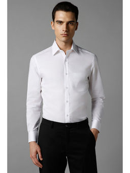 Louis Philippe - Men White Classic Fit Textured Full Sleeves Formal Shirt