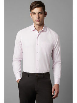 Louis Philippe - Men Pink Classic Fit Textured Full Sleeves Formal Shirt