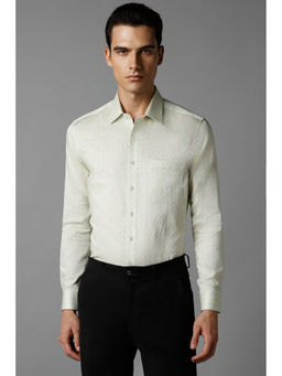 Louis Philippe - Men Green Slim Fit Print Full Sleeves Formal Shirt