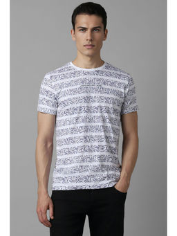Louis Philippe - Men White Print Round Neck T-Shirt