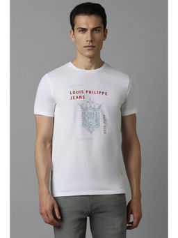 Louis Philippe - Men White Print Round Neck T-Shirt