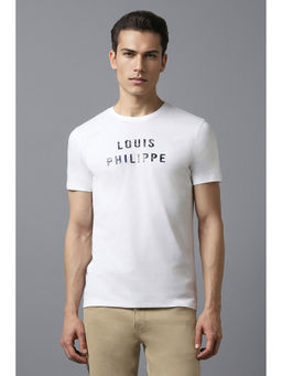 Louis Philippe - Men White Print Round Neck T-Shirt