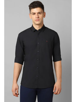 Louis Philippe - Men Black Slim Fit Solid Full Sleeves Casual Shirt
