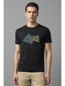 Louis Philippe - Men Black Print Round Neck T-Shirt