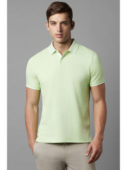 Louis Philippe - Men Green Print Polo Neck T-Shirt