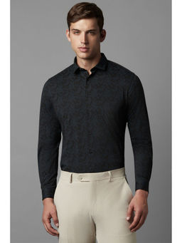 Louis Philippe - Men Black Super Slim Fit Print Full Sleeves Casual Shirt
