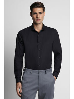 Louis Philippe - Men Black Super Slim Fit Solid Full Sleeves Casual Shirt