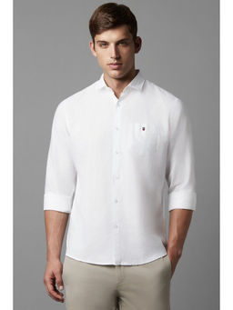 Louis Philippe - Men White Slim Fit Solid Full Sleeves Casual Shirt