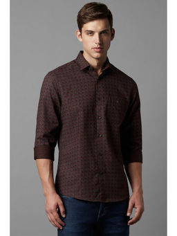 Louis Philippe - Men Brown Slim Fit Print Full Sleeves Casual Shirt
