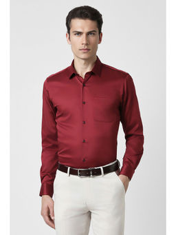 Peter England - Men Red Slim Fit Formal Full Sleeves Formal Shirt