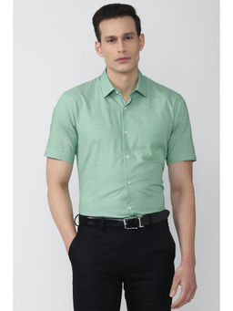 Peter England - Men Green Regular Fit Formal Half Sleeves Formal Shirt