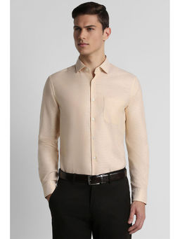 Peter England - Men Beige Slim Fit Formal Full Sleeves Formal Shirt